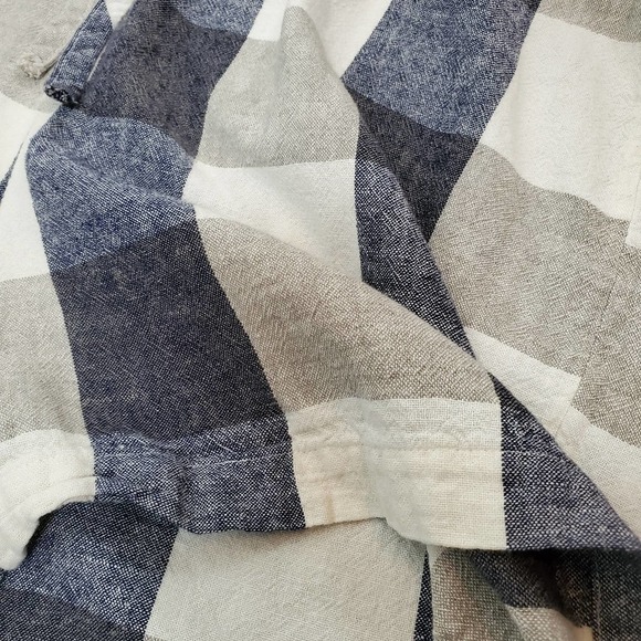 Old Navy Linen-Blend Plaid Sleeveless Romper Casual Summer One-Piece Coastal - Picture 7 of 9